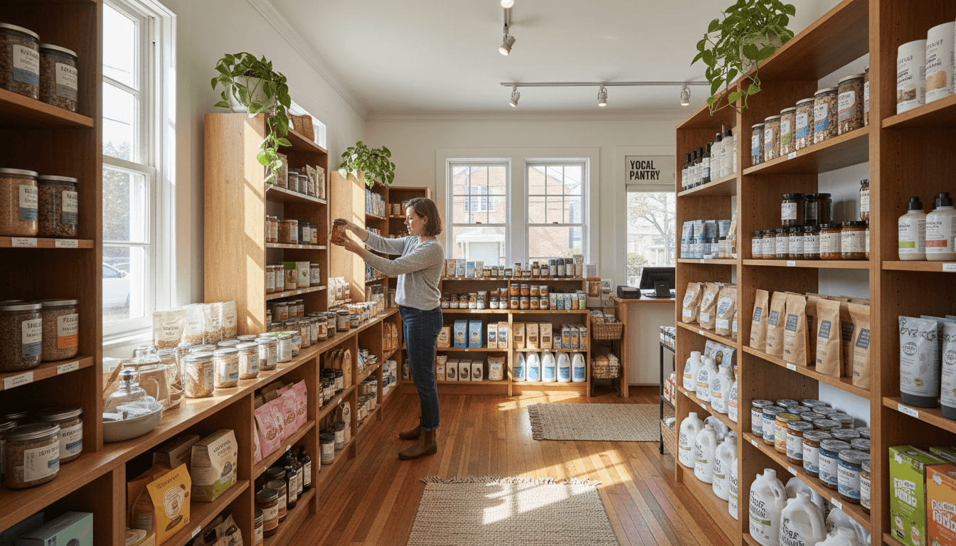 Curated selection of home and garden products displayed on organized shelves